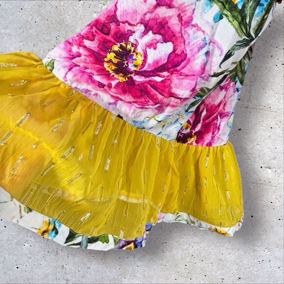 Aratta Silent Journey Ibiza Shirt Dress Medium White Floral Bell Sleeves Boho - Picture 9 of 16